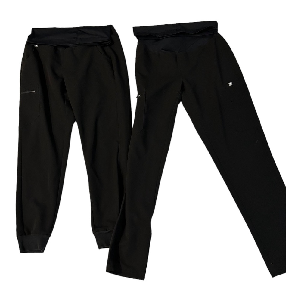 Bundle of 2 Figs Maternity Scrub Pant & Joggers. Both Size S Black
